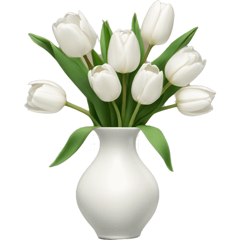 White tulips in eclectic vase  emoji