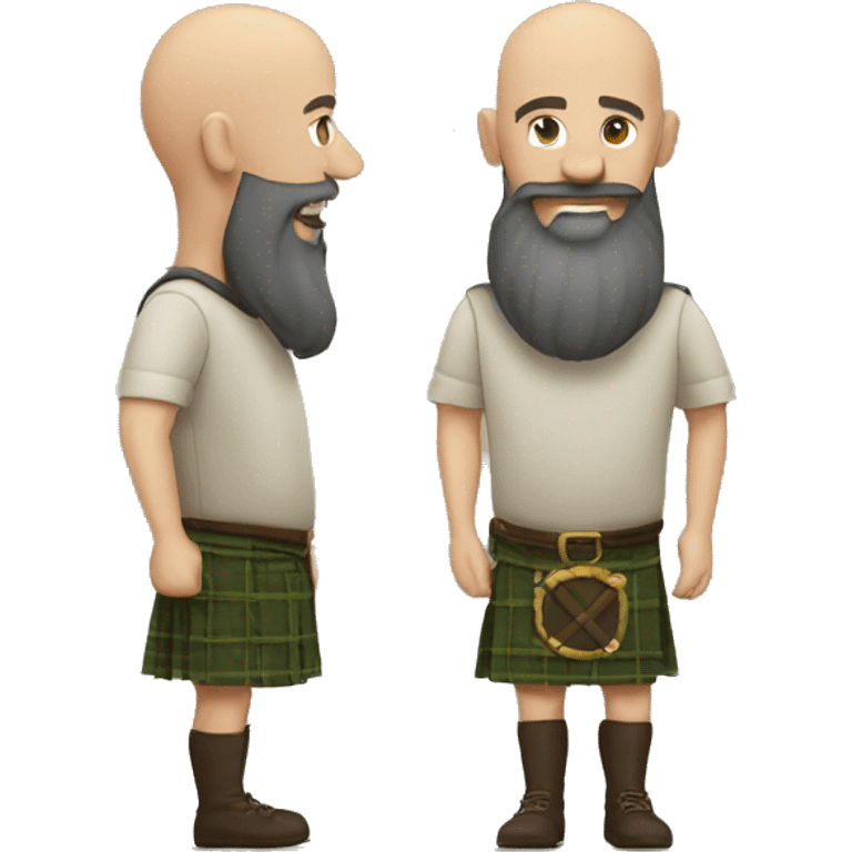 bald head, bearded guy wearing kilt emoji