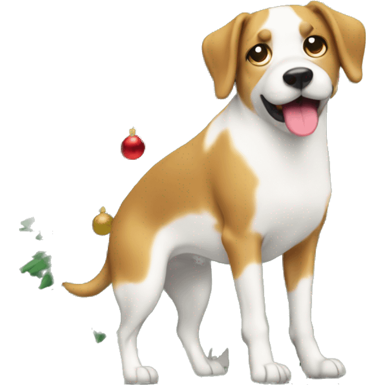 Dog peeing on Christmas tree emoji