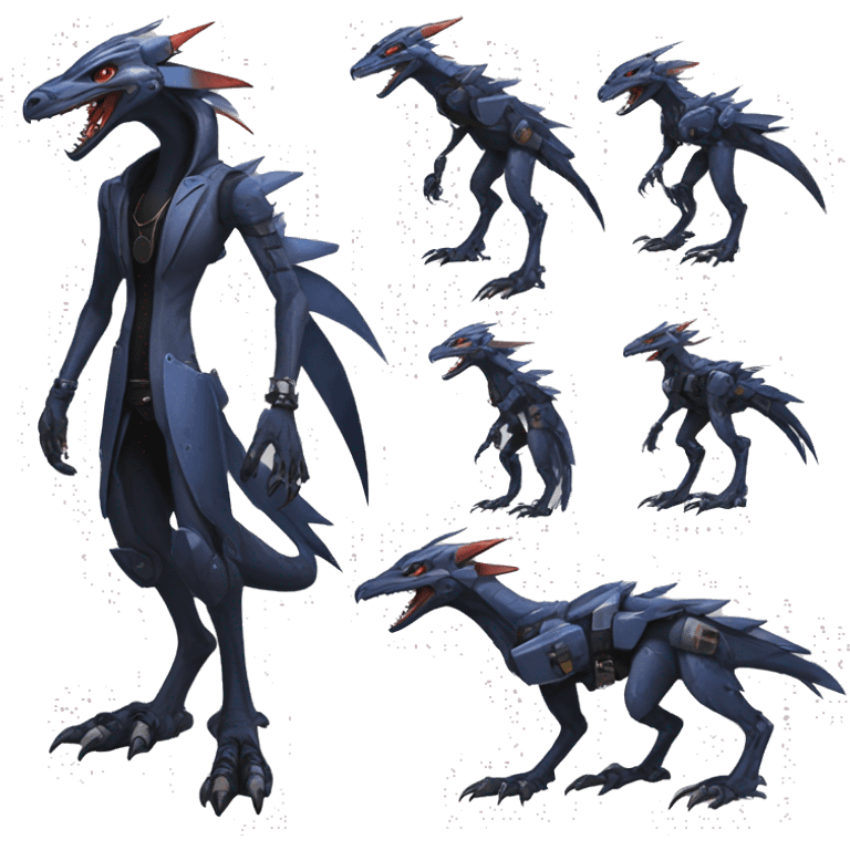 Full body Edgy Futuristic Mechanical Sergal-raptor-nargacuga-vernid emoji