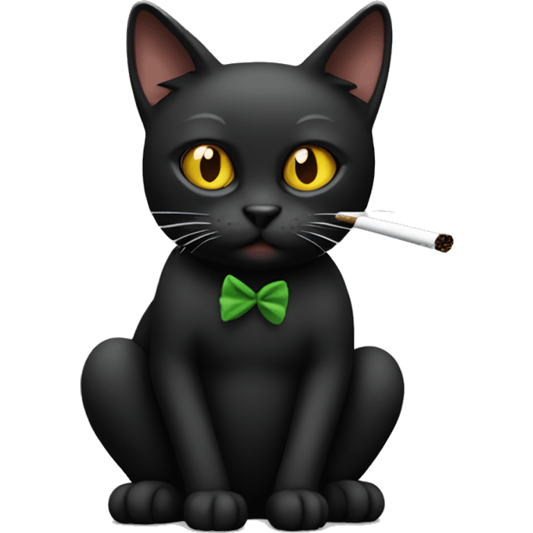 black cat smoking blunt emoji