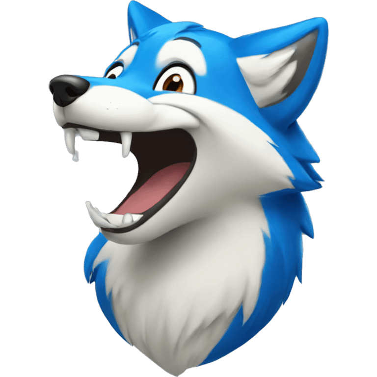 Blue fox laughing emoji