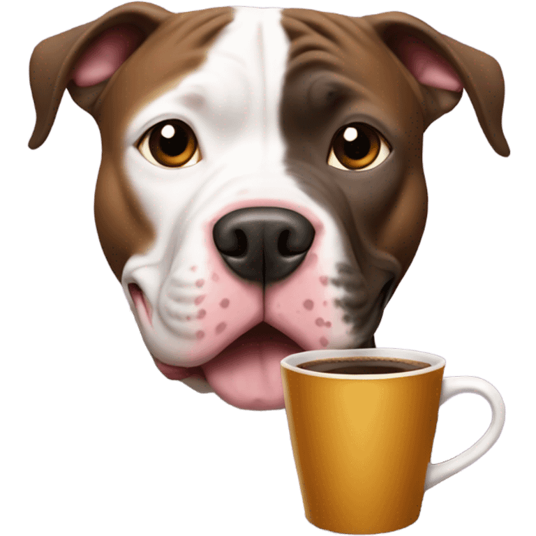 pitbull holding coffee emoji