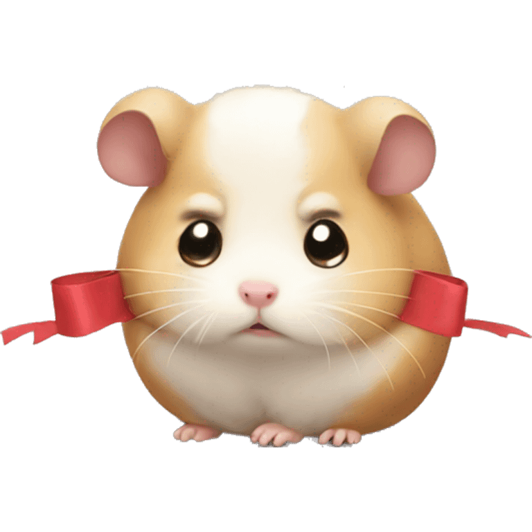 Sad hamster with a bow emoji