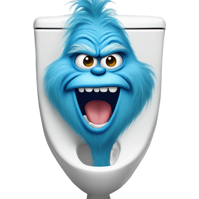 Blue grinch sticking out of a toilet emoji