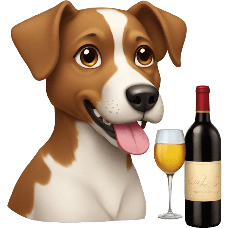 a dog drinking wine emoji