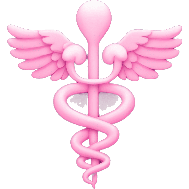 Pink caduceus with hearts  emoji