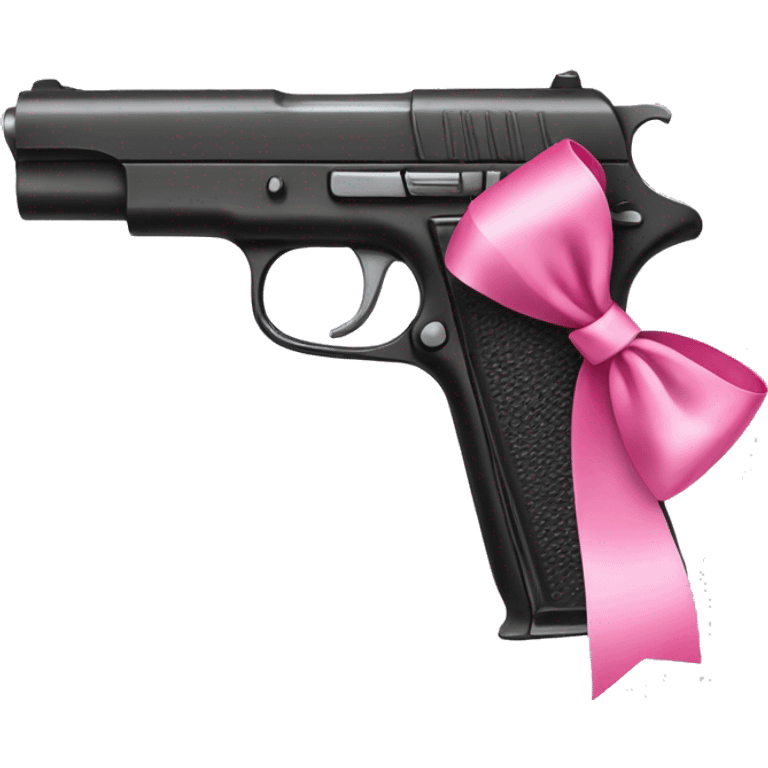 A pistol with a pink bow on it emoji