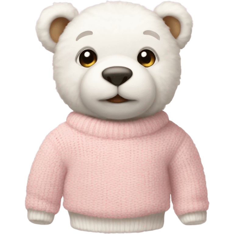 white teddy with soft pink sweater emoji