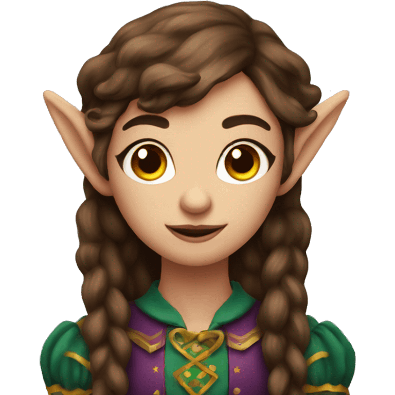 beautiful moody pastoral circus elf with long brown hair emoji