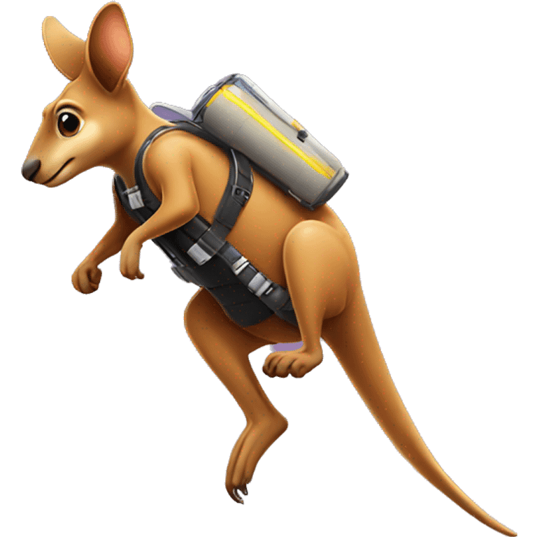 Kangaroo flying with jet pack emoji