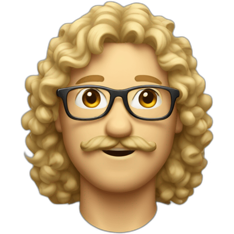 guy with a curly blond mullet mustache and glasses emoji