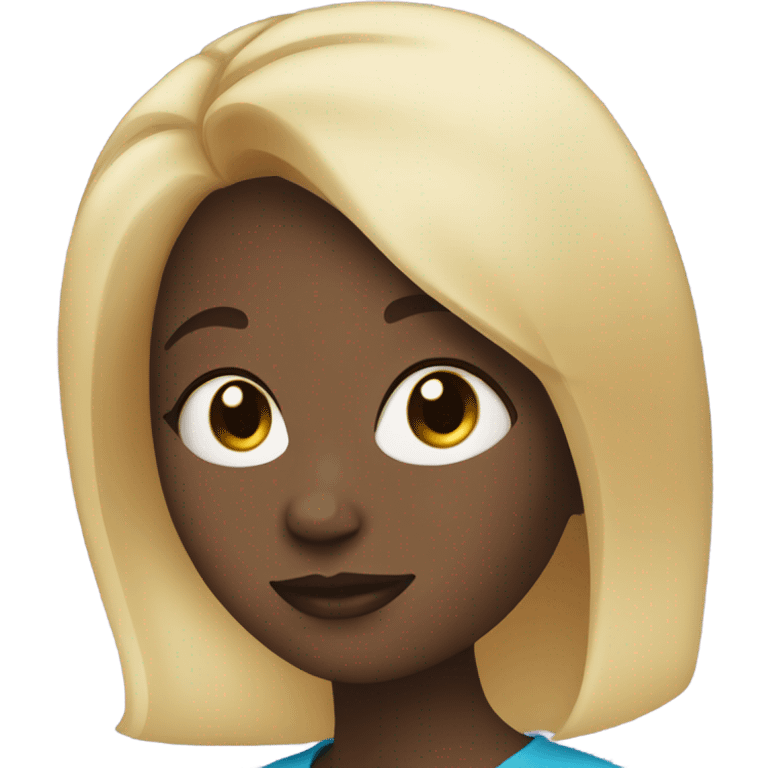 Black girl with blonde hair and blue eyes holding an egg emoji