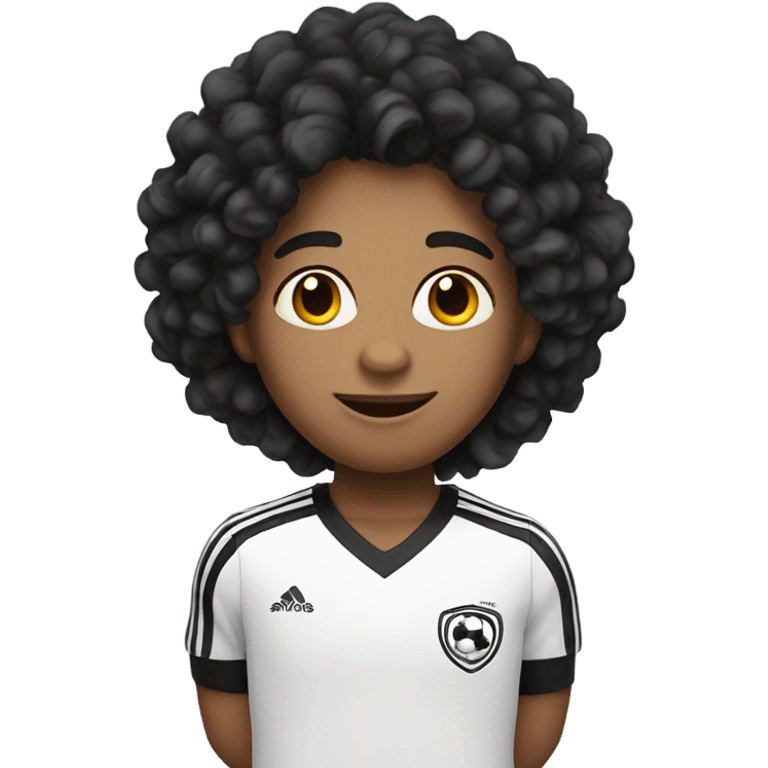 white kid with black curly hair playing soccer emoji