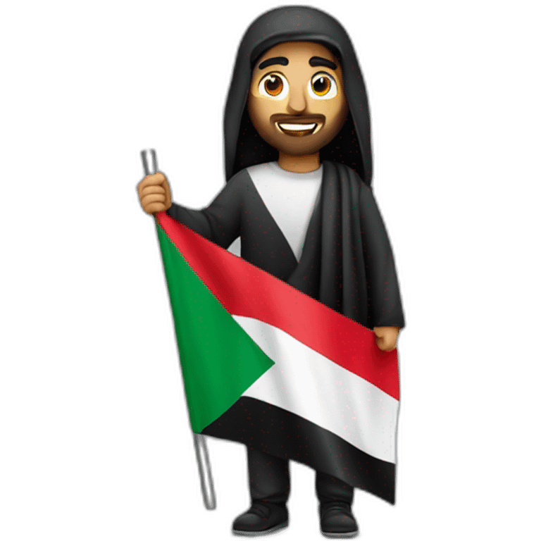 Arab Men holding Palestinian flag emoji