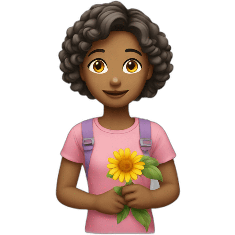 A girl have a flower emoji