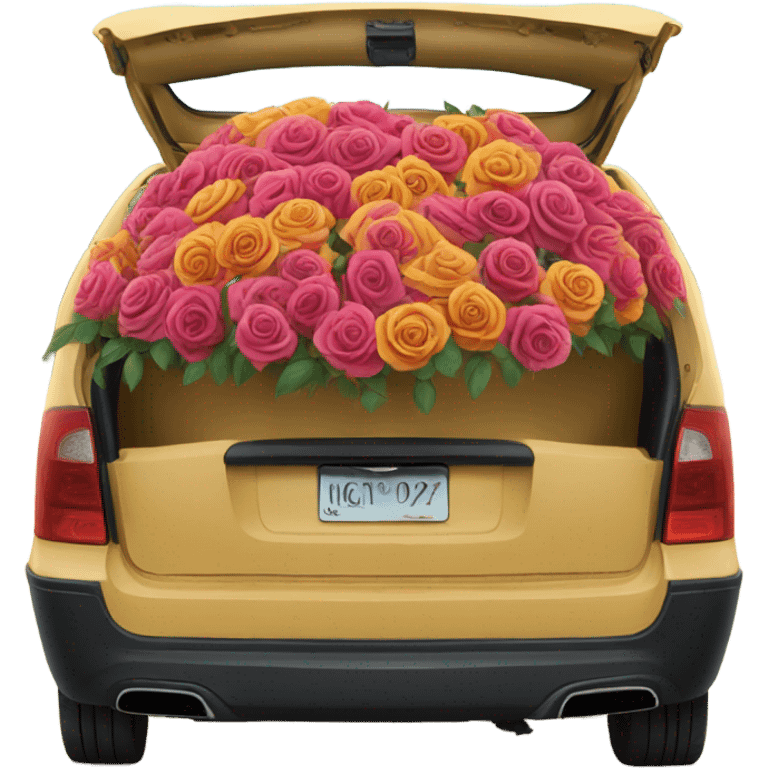 biegie  car in the trunk many roses emoji