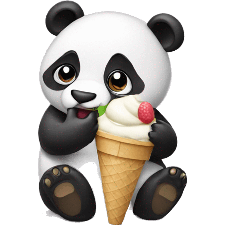 Panda eating ice cream emoji