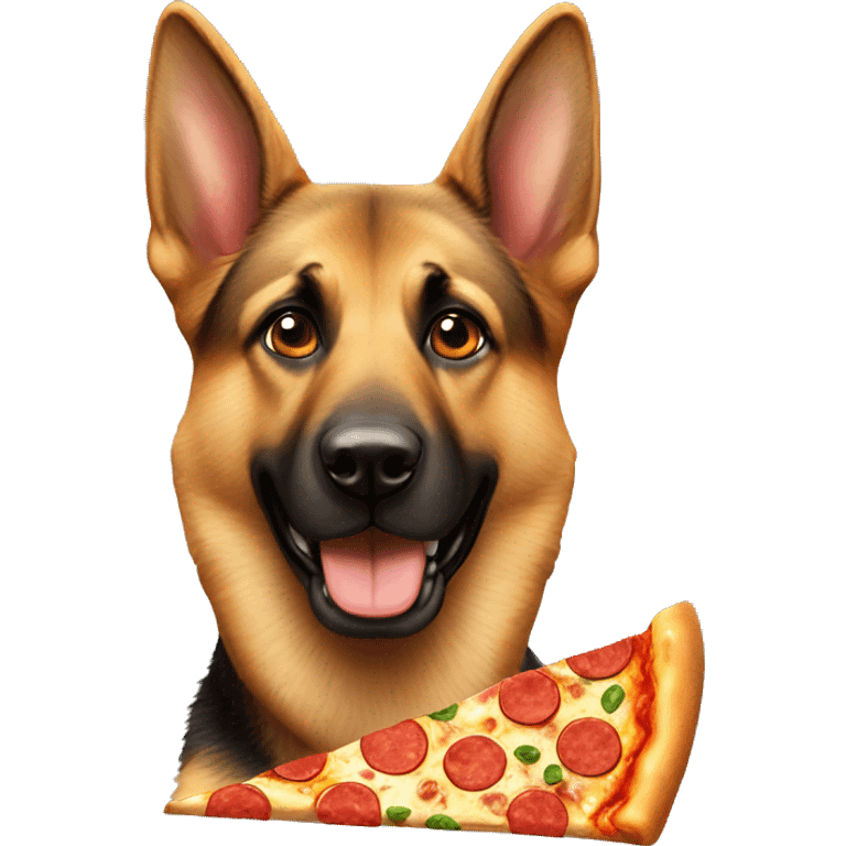 German shepherd with a pizza  emoji