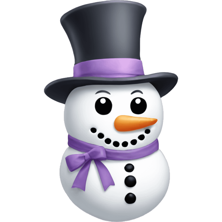 Snowman with a lilac bow emoji