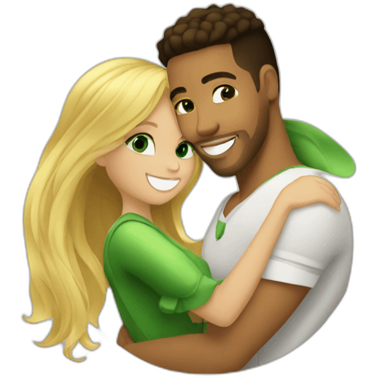 Romeo santos and blond girl green eyes hugging emoji