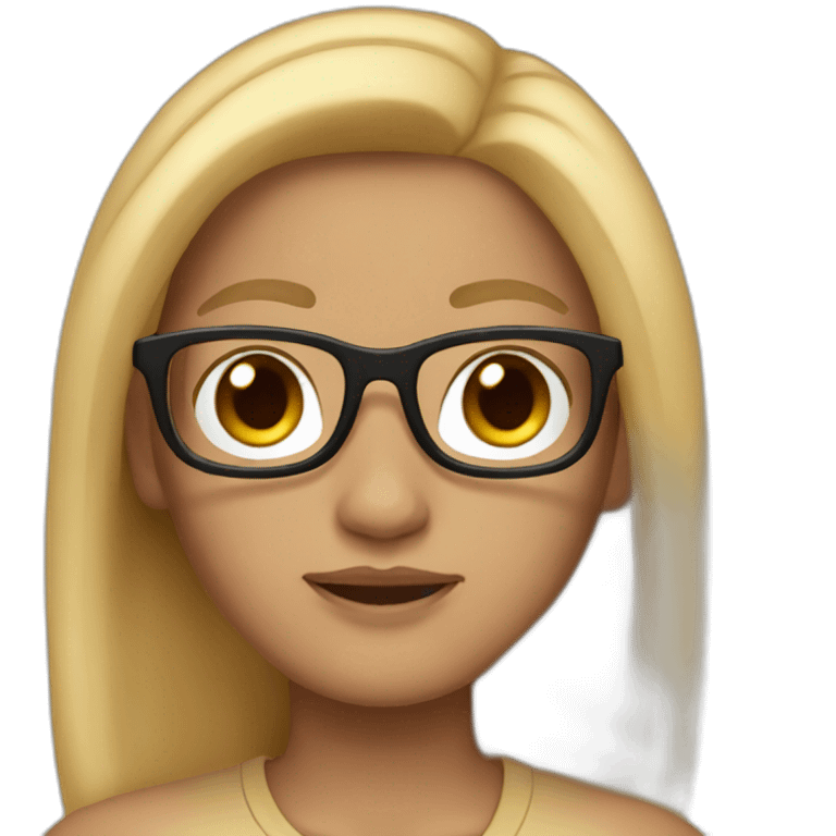 memoji, light skin, glasses, straight long hair emoji