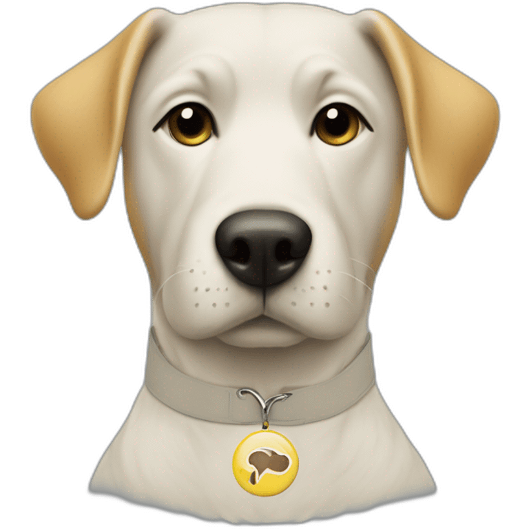 dog with t-shirt on with radley yeldar logo emoji