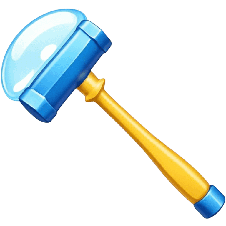 hammer item, props, game casual, stylized, yellow blue color, bubble style emoji