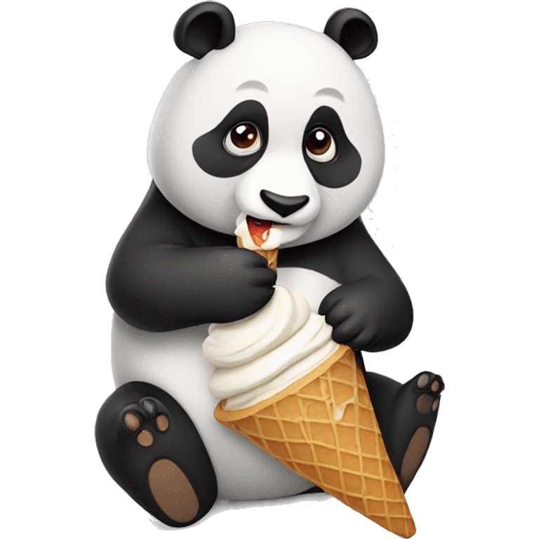 Panda eating ice cream emoji