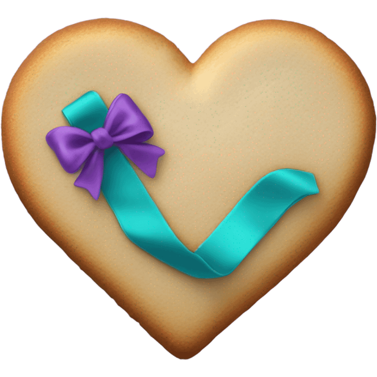 Cookie heart with teal purple awareness ribbon emoji