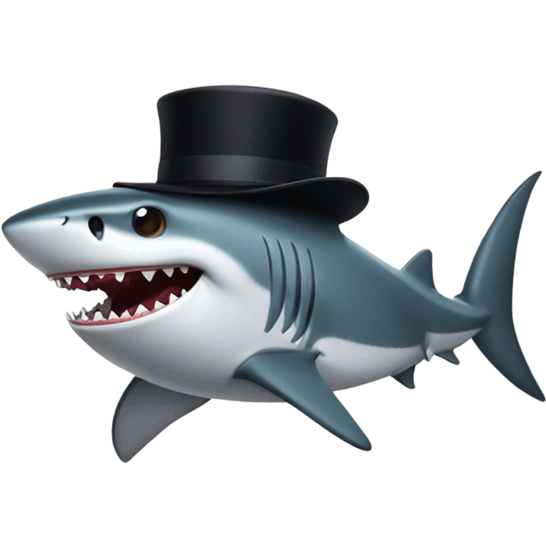 Shark with a top hat emoji