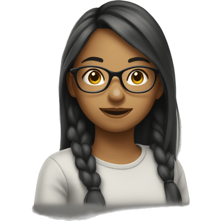 girl with glasses likes drawing emoji