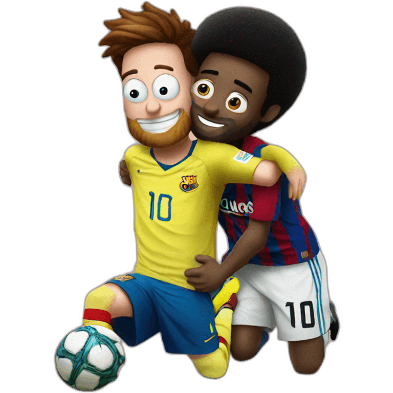 Spongebob hugging messi emoji