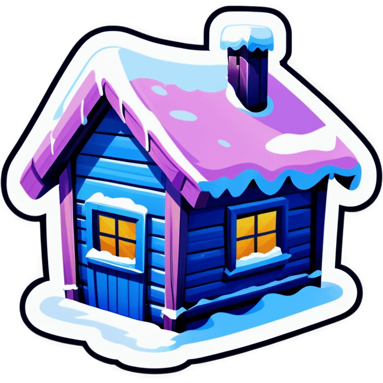 Blue wooden hut, in winter emoji