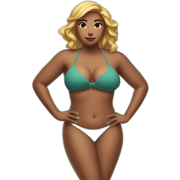 Slim-thicc woman bikini hands on hips pose (beach body) emoji