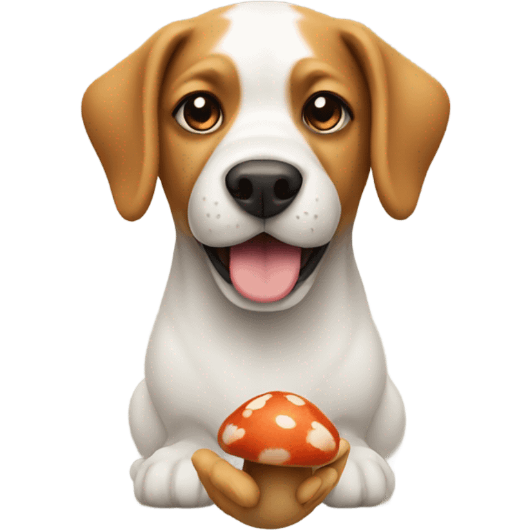 Dog holding mushroom emoji