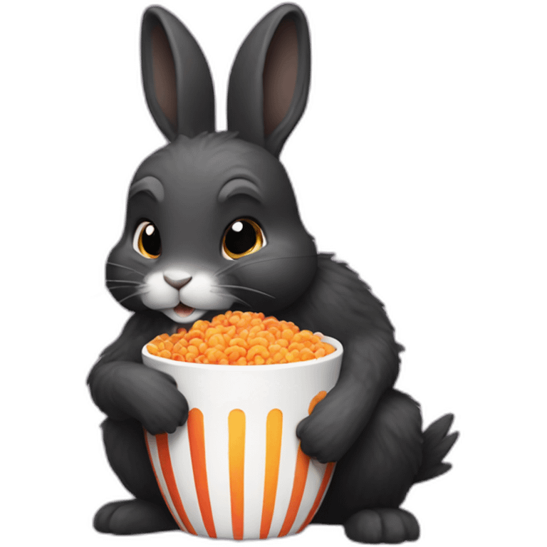 Small Black hairy rabbit eat frootloops emoji