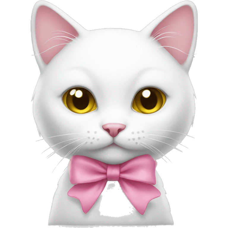 white cat with pink bow emoji