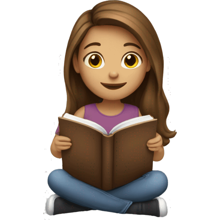 brown-medium-hair-girl-reading-a-book-smile emoji