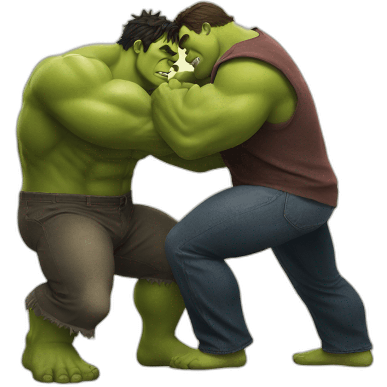 hulk and shrek hugging emoji