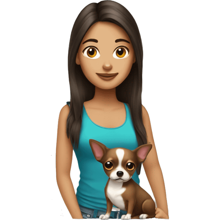 Brunette girl with chihuahua emoji