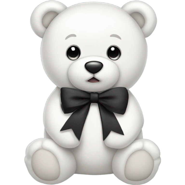 Cute white teddy bear with black bow emoji