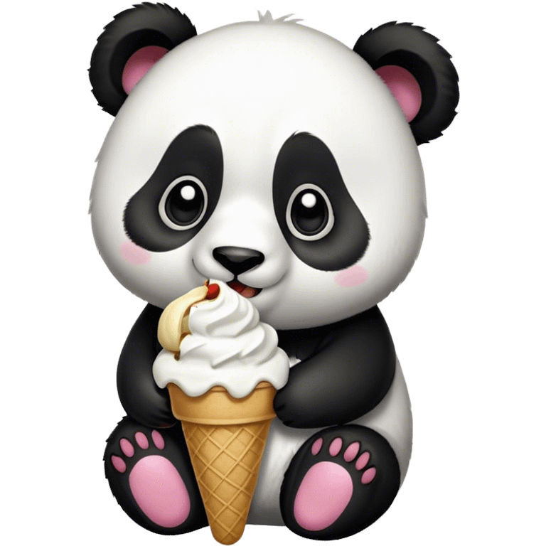 Panda eating ice cream emoji