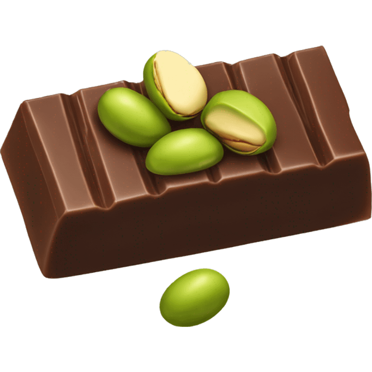 Chocolate bar split in half with pistachio cream inside  emoji