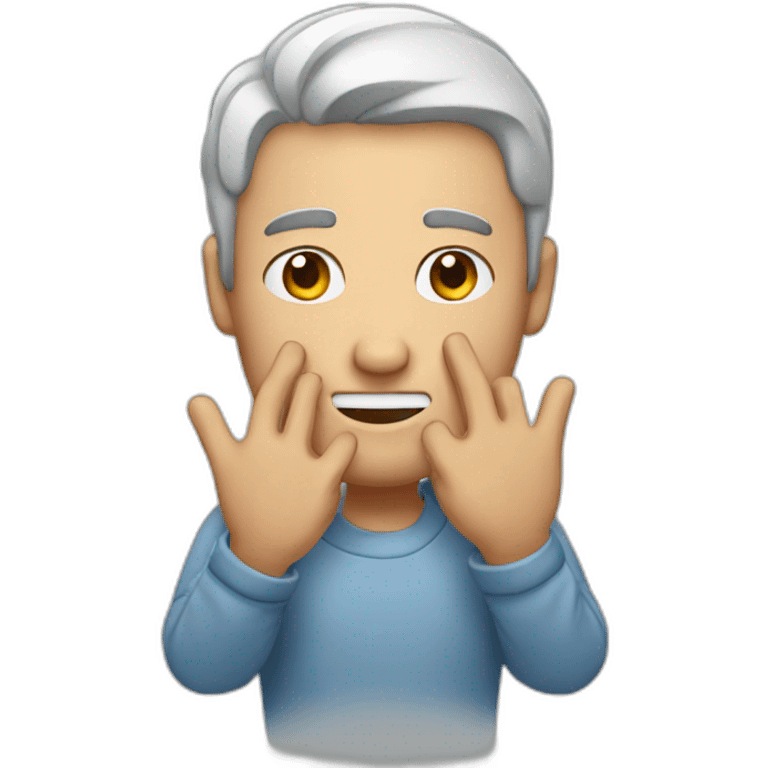 a guy with his hands frozen emoji