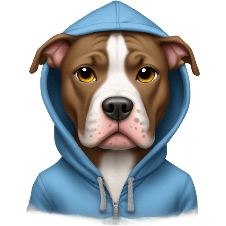 Pitbull wearing a hoodie emoji