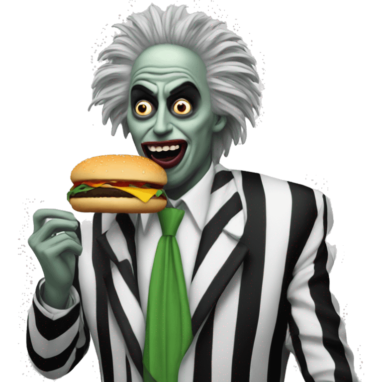 Beetlejuice eating a burger emoji