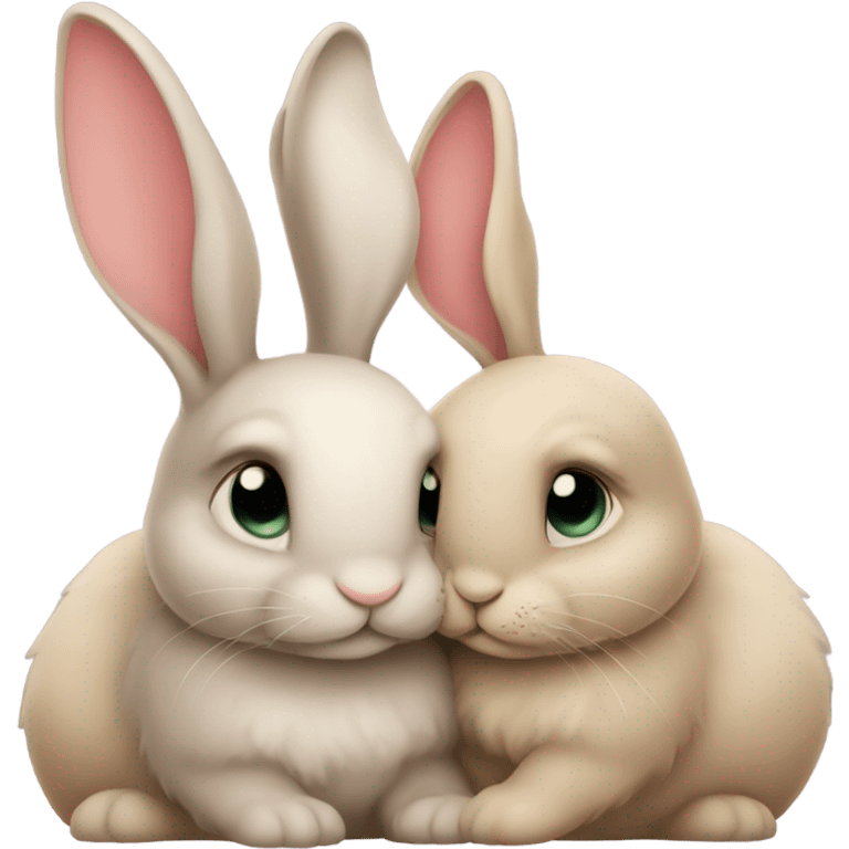 Two bunnies in love emoji