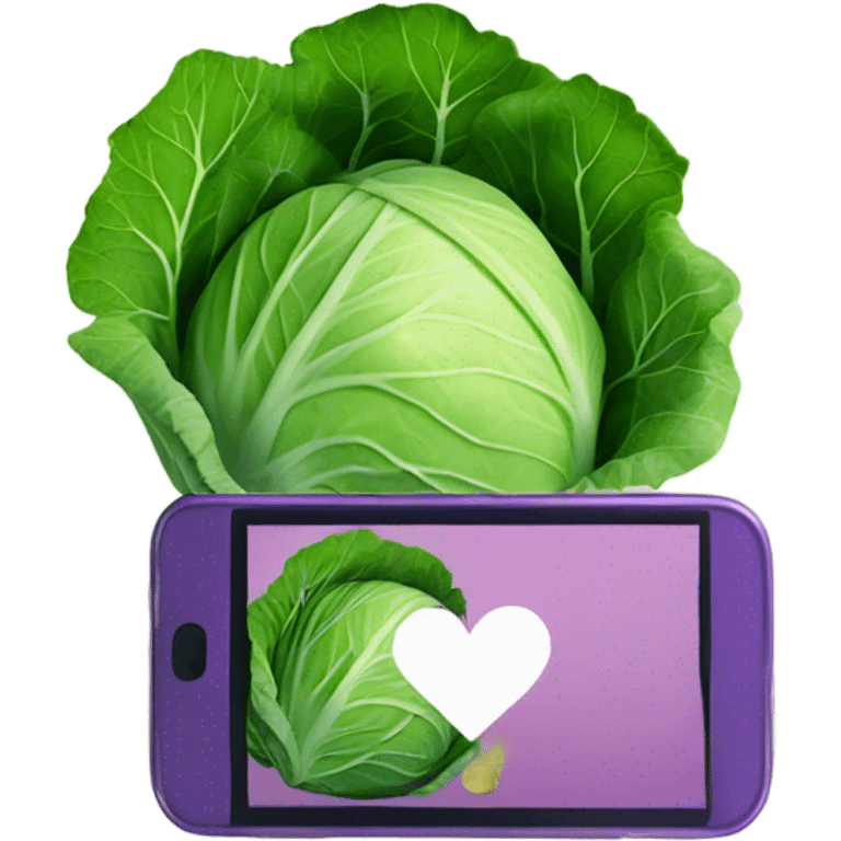 cabbage takes pictures with phone emoji