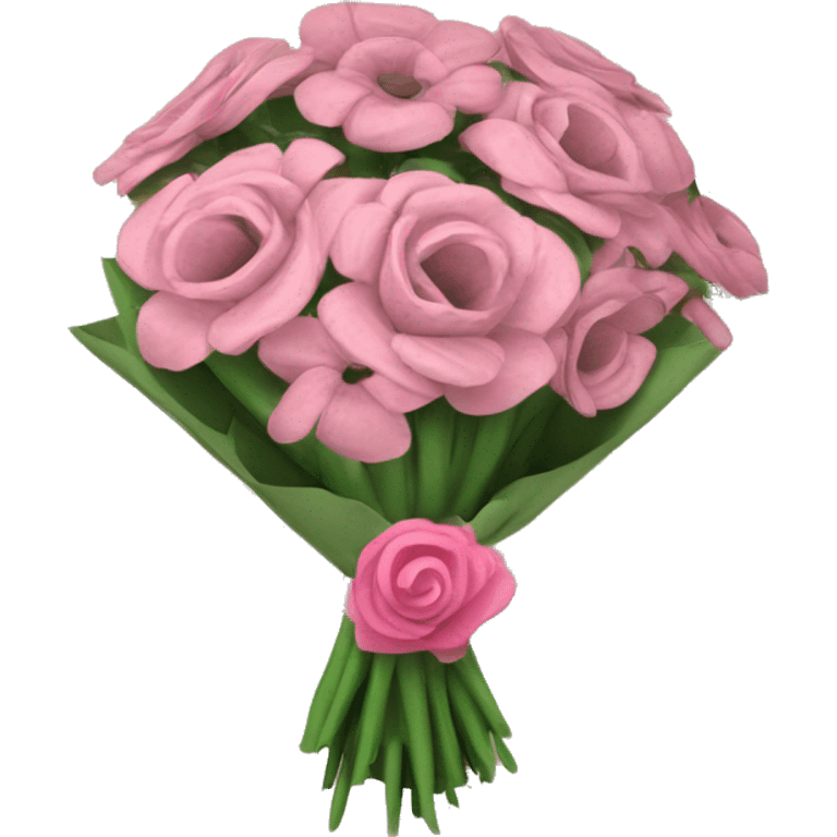 A bouquet of pink flowers wrapped in newspaper emoji